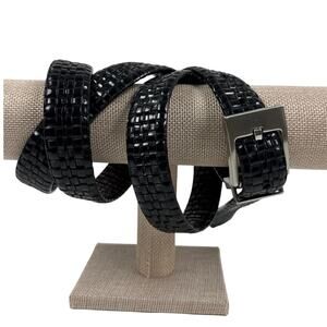 Men’s Brown Black Reversible Basketweave Belt Fits 41–45” Waist